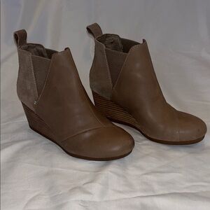 Toms Brown Wedge Ankle Boots